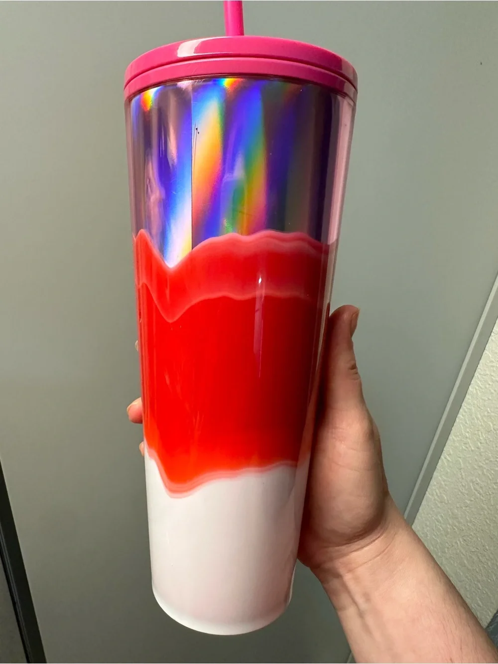Starbucks Pink, Red, Purple Iridescent Ombre Tumbler with Straw
